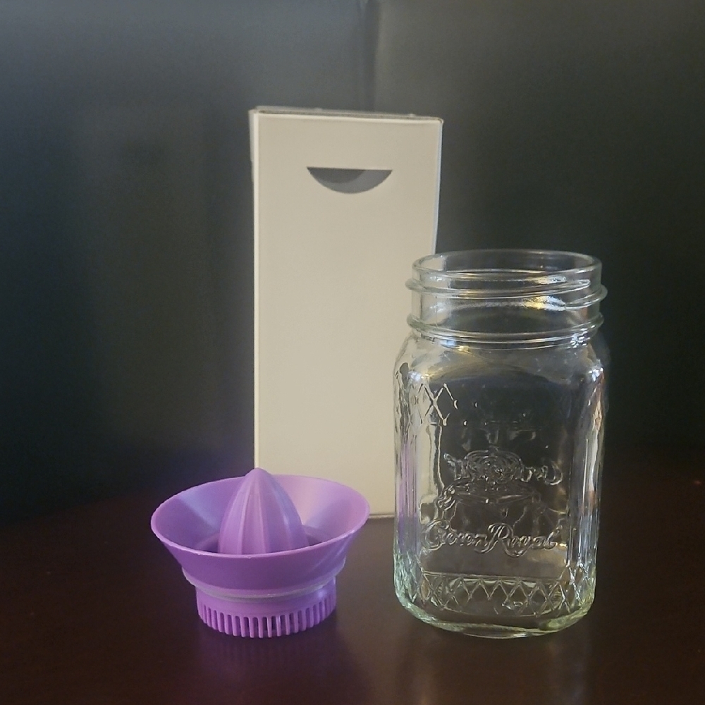 Crown Royal Mason Jar Purple Juicer Lid with Glass Jar